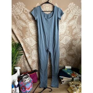 Hatch Maternity The Body Cap Sleeve Unitard in Blue Stone